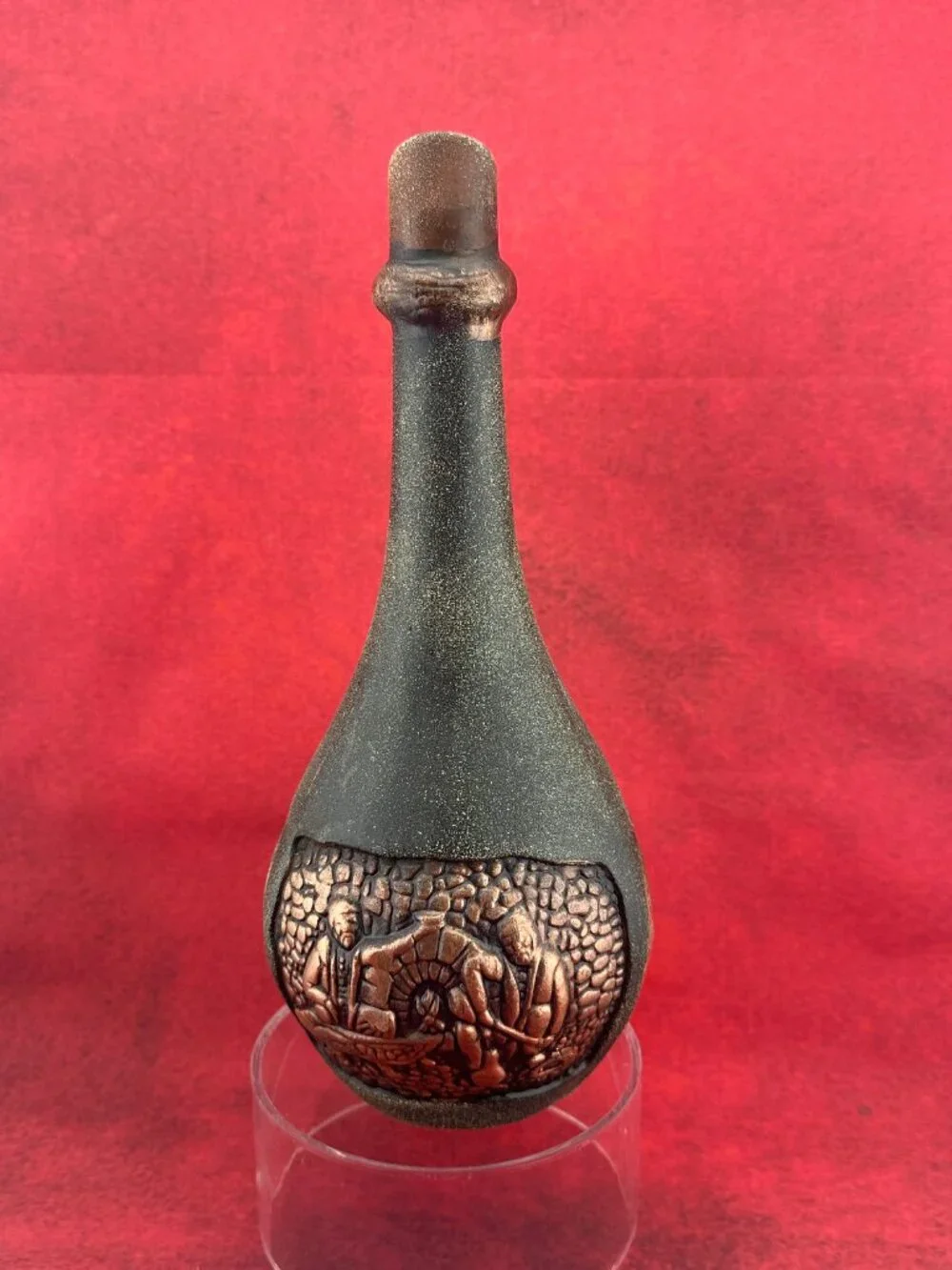 VINTAGE GEORGIAN  CERAMIC CLAY WINE BOOTLE/DECANTER VESSEL HANDCRAFTED, EMPTY